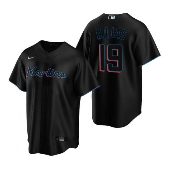 Mens Nike Miami Marlins 19 Miguel Rojas Black Alternate Stitched Baseball Jersey Mens Nike Miami Marlins 19 Miguel Rojas Black Alternate Stitched Baseball Jersey