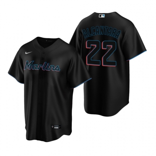Mens Nike Miami Marlins 22 Sandy Alcantara Black Alternate Stitched Baseball Jersey Mens Nike Miami Marlins 22 Sandy Alcantara Black Alternate Stitched Baseball Jersey