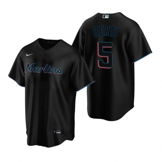 Mens Nike Miami Marlins 5 Jon Berti Black Alternate Stitched Baseball Jersey Mens Nike Miami Marlins 5 Jon Berti Black Alternate Stitched Baseball Jersey