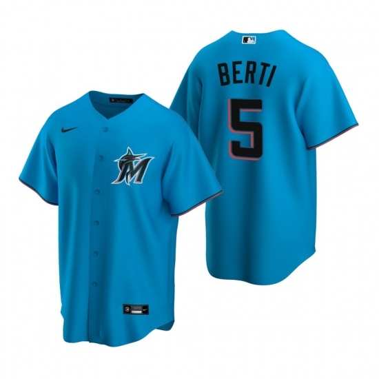 Mens Nike Miami Marlins 5 Jon Berti Blue Alternate Stitched Baseball Jersey Mens Nike Miami Marlins 5 Jon Berti Blue Alternate Stitched Baseball Jersey