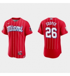 Miami Marlins 26 Garrett Cooper Men Nike 2021 City Connect Authentic MLB Jersey Red