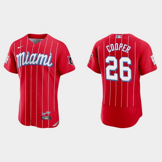 Miami Marlins 26 Garrett Cooper Men Nike 2021 City Connect Authentic MLB Jersey Red Miami Marlins 26 Garrett Cooper Men Nike 2021 City Connect Authentic MLB Jersey Red