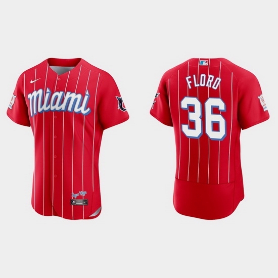 Miami Marlins 36 Dylan Floro Men Nike 2021 City Connect Authentic MLB Jersey Red Miami Marlins 36 Dylan Floro Men Nike 2021 City Connect Authentic MLB Jersey Red