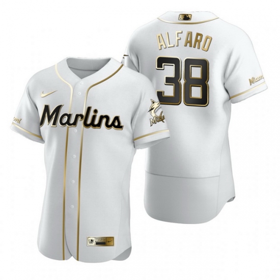 Miami Marlins 38 Jorge Alfaro White Nike Mens Authentic Golden Edition MLB Jersey Miami Marlins 38 Jorge Alfaro White Nike Mens Authentic Golden Edition MLB Jersey