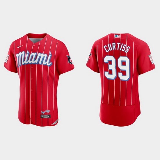 Miami Marlins 39 John Curtiss Men Nike 2021 City Connect Authentic MLB Jersey Red Miami Marlins 39 John Curtiss Men Nike 2021 City Connect Authentic MLB Jersey Red
