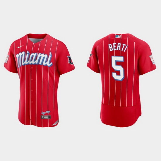 Miami Marlins 5 Jon Berti Men Nike 2021 City Connect Authentic MLB Jersey Red Miami Marlins 5 Jon Berti Men Nike 2021 City Connect Authentic MLB Jersey Red