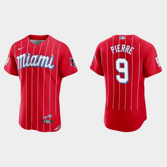 Miami Marlins 9 Juan Pierre Men Nike 2021 City Connect Authentic MLB Jersey Red Miami Marlins 9 Juan Pierre Men Nike 2021 City Connect Authentic MLB Jersey Red
