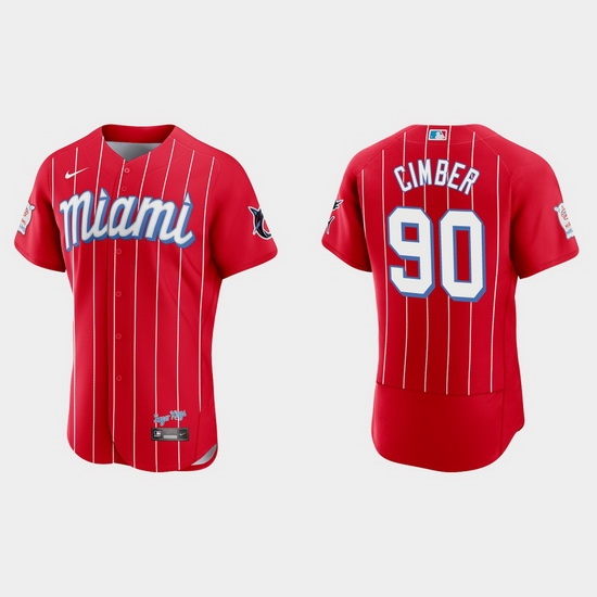 Miami Marlins 90 Adam Cimber Men Nike 2021 City Connect Authentic MLB Jersey Red Miami Marlins 90 Adam Cimber Men Nike 2021 City Connect Authentic MLB Jersey Red