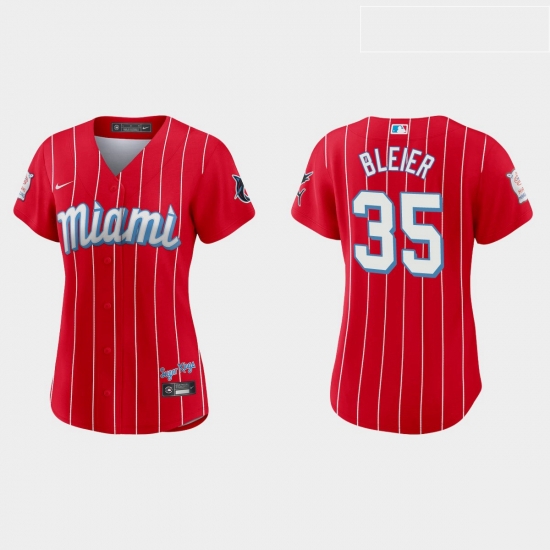 Miami Marlins 35 Richard Bleier Women Nike 2021 City Connect Authentic MLB Jersey Red Miami Marlins 35 Richard Bleier Women Nike 2021 City Connect Authentic MLB Jersey Red