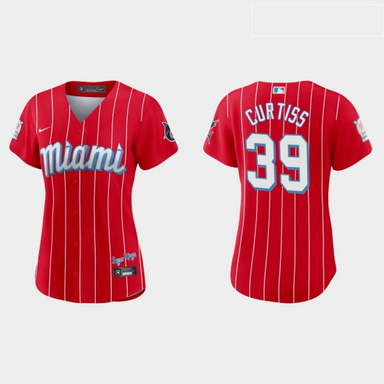 Miami Marlins 39 John Curtiss Women Nike 2021 City Connect Authentic MLB Jersey Red Miami Marlins 39 John Curtiss Women Nike 2021 City Connect Authentic MLB Jersey Red