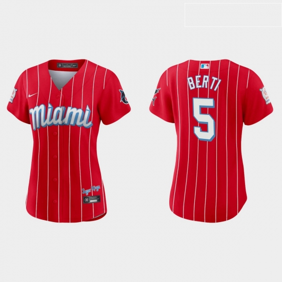 Miami Marlins 5 Jon Berti Women Nike 2021 City Connect Authentic MLB Jersey Red Miami Marlins 5 Jon Berti Women Nike 2021 City Connect Authentic MLB Jersey Red