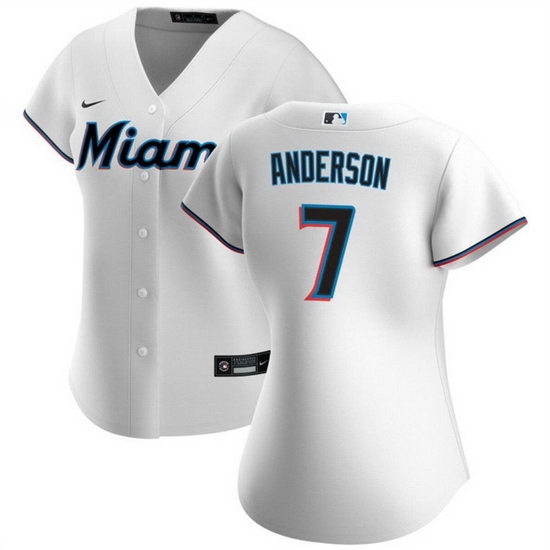 Women Miami Marlins 7 Tim Anderson White Cool Base Stitched Baseball Jersey Women Miami Marlins 7 Tim Anderson White Cool Base Stitched Baseball Jersey