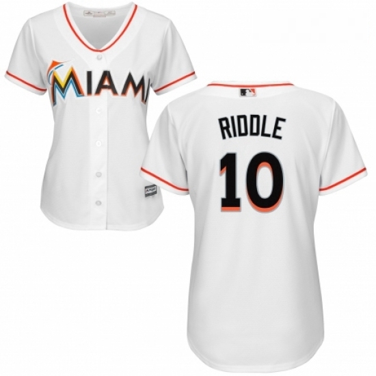 Womens Majestic Miami Marlins 10 JT Riddle Authentic White Home Cool Base MLB Jersey Womens Majestic Miami Marlins 10 JT Riddle Authentic White Home Cool Base MLB Jersey