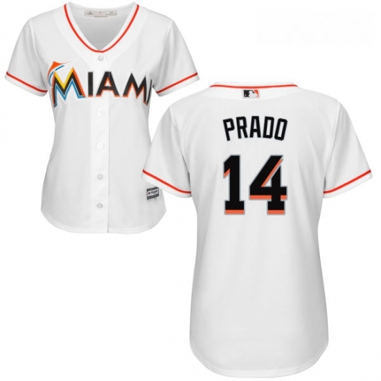 Womens Majestic Miami Marlins 14 Martin Prado Authentic White Home Cool Base MLB Jersey Womens Majestic Miami Marlins 14 Martin Prado Authentic White Home Cool Base MLB Jersey