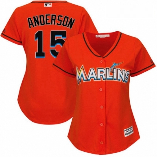Womens Majestic Miami Marlins 15 Brian Anderson Authentic Orange Alternate 1 Cool Base MLB Jersey Womens Majestic Miami Marlins 15 Brian Anderson Authentic Orange Alternate 1 Cool Base MLB Jersey