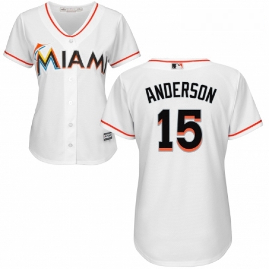 Womens Majestic Miami Marlins 15 Brian Anderson Replica White Home Cool Base MLB Jersey Womens Majestic Miami Marlins 15 Brian Anderson Replica White Home Cool Base MLB Jersey