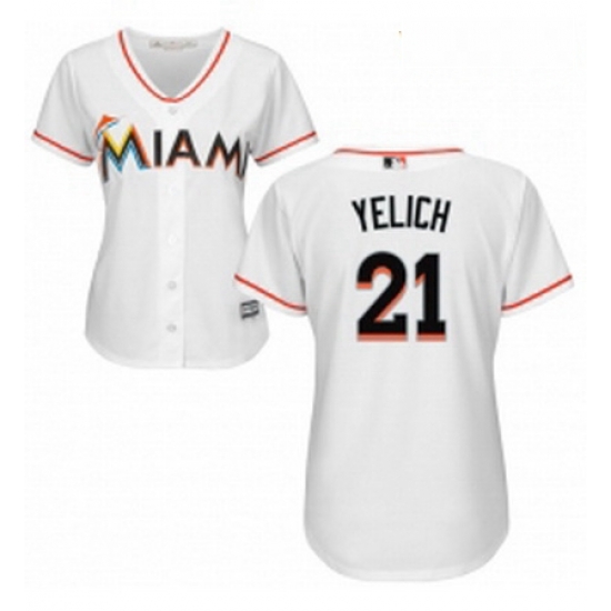Womens Majestic Miami Marlins 21 Christian Yelich Authentic White Home Cool Base MLB Jersey Womens Majestic Miami Marlins 21 Christian Yelich Authentic White Home Cool Base MLB Jersey
