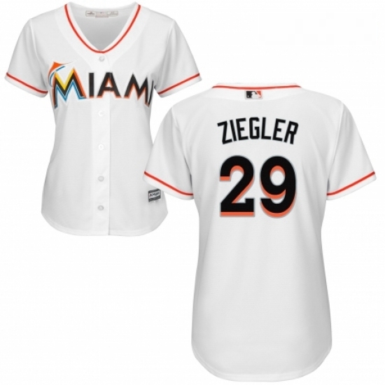 Womens Majestic Miami Marlins 29 Brad Ziegler Authentic White Home Cool Base MLB Jersey Womens Majestic Miami Marlins 29 Brad Ziegler Authentic White Home Cool Base MLB Jersey