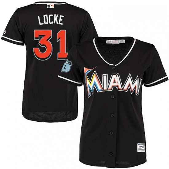 Womens Majestic Miami Marlins 31 Jeff Locke Authentic Black Alternate 2 Cool Base MLB Jersey Womens Majestic Miami Marlins 31 Jeff Locke Authentic Black Alternate 2 Cool Base MLB Jersey
