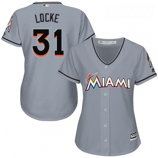 Womens Majestic Miami Marlins 31 Jeff Locke Authentic Grey Road Cool Base MLB Jersey Womens Majestic Miami Marlins 31 Jeff Locke Authentic Grey Road Cool Base MLB Jersey