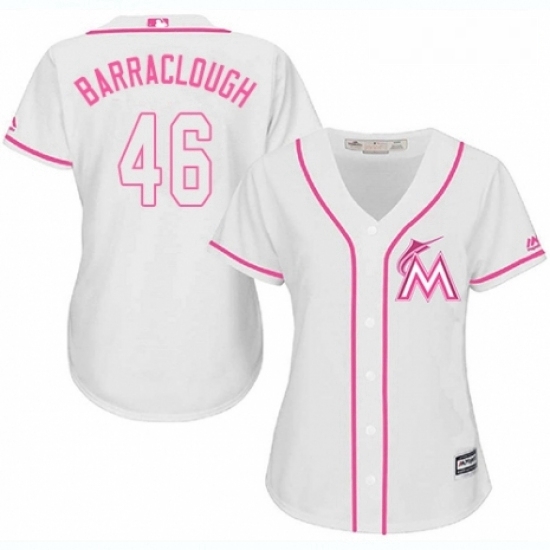 Womens Majestic Miami Marlins 46 Kyle Barraclough Authentic White Fashion Cool Base MLB Jersey Womens Majestic Miami Marlins 46 Kyle Barraclough Authentic White Fashion Cool Base MLB Jersey