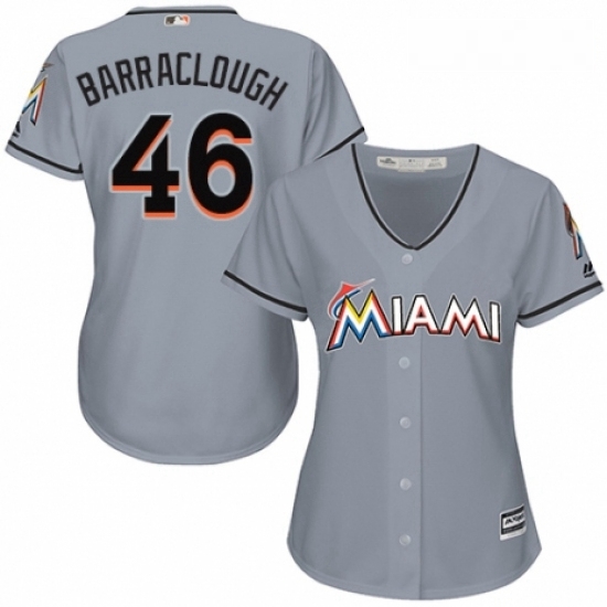 Womens Majestic Miami Marlins 46 Kyle Barraclough Replica Grey Road Cool Base MLB Jersey Womens Majestic Miami Marlins 46 Kyle Barraclough Replica Grey Road Cool Base MLB Jersey