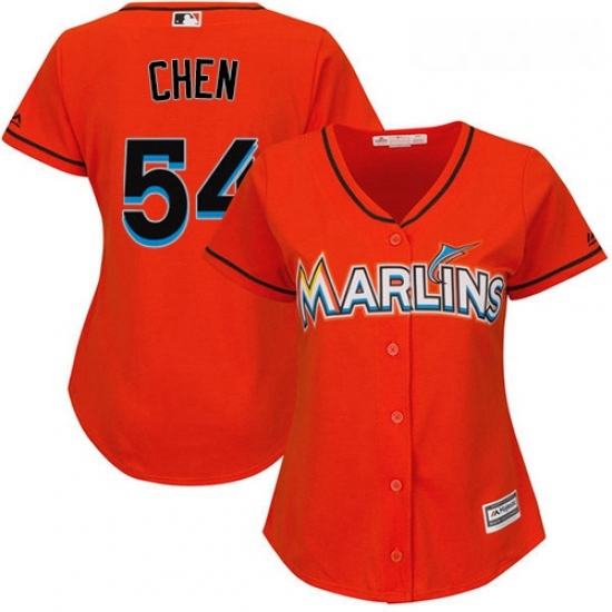 Womens Majestic Miami Marlins 54 Wei Yin Chen Authentic Orange Alternate 1 Cool Base MLB Jersey Womens Majestic Miami Marlins 54 Wei Yin Chen Authentic Orange Alternate 1 Cool Base MLB Jersey