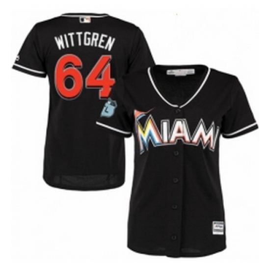 Womens Majestic Miami Marlins 64 Nick Wittgren Authentic Black Alternate 2 Cool Base MLB Jersey Womens Majestic Miami Marlins 64 Nick Wittgren Authentic Black Alternate 2 Cool Base MLB Jersey