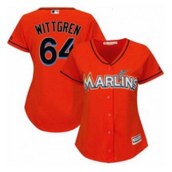Womens Majestic Miami Marlins 64 Nick Wittgren Authentic Orange Alternate 1 Cool Base MLB Jersey Womens Majestic Miami Marlins 64 Nick Wittgren Authentic Orange Alternate 1 Cool Base MLB Jersey