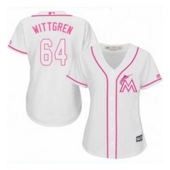 Womens Majestic Miami Marlins 64 Nick Wittgren Replica White Fashion Cool Base MLB Jersey Womens Majestic Miami Marlins 64 Nick Wittgren Replica White Fashion Cool Base MLB Jersey