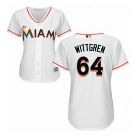 Womens Majestic Miami Marlins 64 Nick Wittgren Replica White Home Cool Base MLB Jersey Womens Majestic Miami Marlins 64 Nick Wittgren Replica White Home Cool Base MLB Jersey