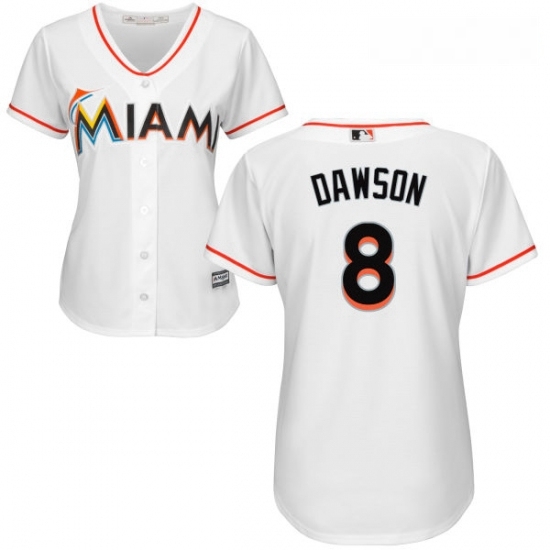 Womens Majestic Miami Marlins 8 Andre Dawson Authentic White Home Cool Base MLB Jersey Womens Majestic Miami Marlins 8 Andre Dawson Authentic White Home Cool Base MLB Jersey