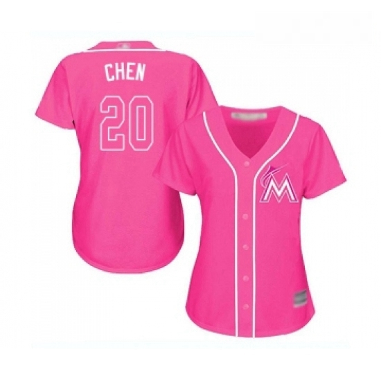 Womens Miami Marlins 20 Wei Yin Chen Replica Pink Fashion Cool Base Baseball Jersey Womens Miami Marlins 20 Wei Yin Chen Replica Pink Fashion Cool Base Baseball Jersey