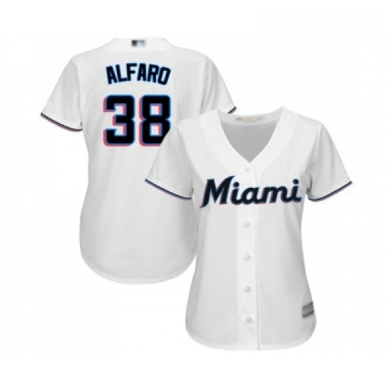 Womens Miami Marlins 38 Jorge Alfaro Replica White Home Cool Base Baseball Jersey Womens Miami Marlins 38 Jorge Alfaro Replica White Home Cool Base Baseball Jersey