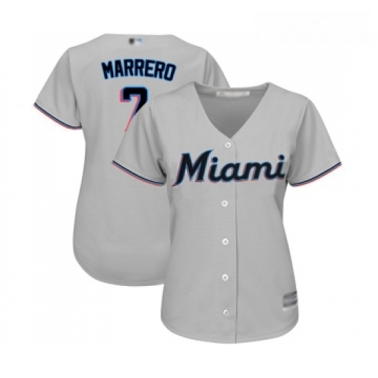 Womens Miami Marlins 7 Deven Marrero Replica Grey Road Cool Base Baseball Jersey Womens Miami Marlins 7 Deven Marrero Replica Grey Road Cool Base Baseball Jersey