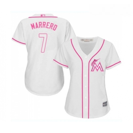 Womens Miami Marlins 7 Deven Marrero Replica White Fashion Cool Base Baseball Jersey Womens Miami Marlins 7 Deven Marrero Replica White Fashion Cool Base Baseball Jersey