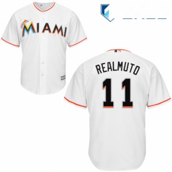 Youth Majestic Miami Marlins 11 J T Realmuto Authentic White Home Cool Base MLB Jersey Youth Majestic Miami Marlins 11 J T Realmuto Authentic White Home Cool Base MLB Jersey