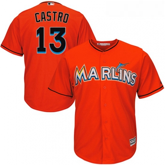 Youth Majestic Miami Marlins 13 Starlin Castro Authentic Orange Alternate 1 Cool Base MLB Jersey Youth Majestic Miami Marlins 13 Starlin Castro Authentic Orange Alternate 1 Cool Base MLB Jersey