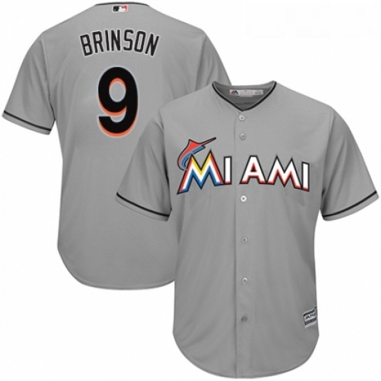 Youth Majestic Miami Marlins 9 Lewis Brinson Replica Grey Road Cool Base MLB Jersey Youth Majestic Miami Marlins 9 Lewis Brinson Replica Grey Road Cool Base MLB Jersey