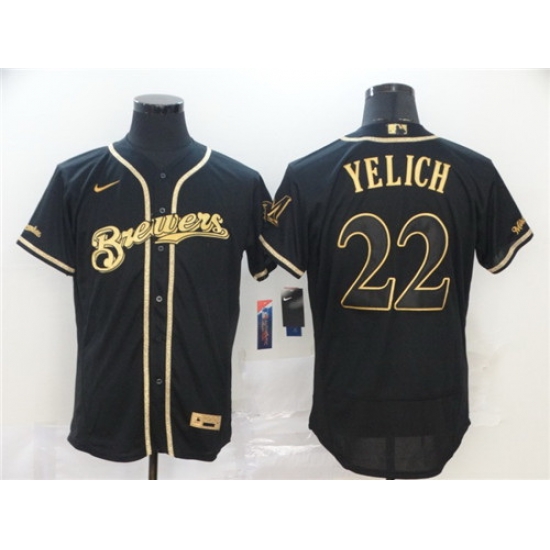 Brewers 22 Christian Yelich Black Gold Nike 2020 Flexbase Jersey Brewers 22 Christian Yelich Black Gold Nike 2020 Flexbase Jersey