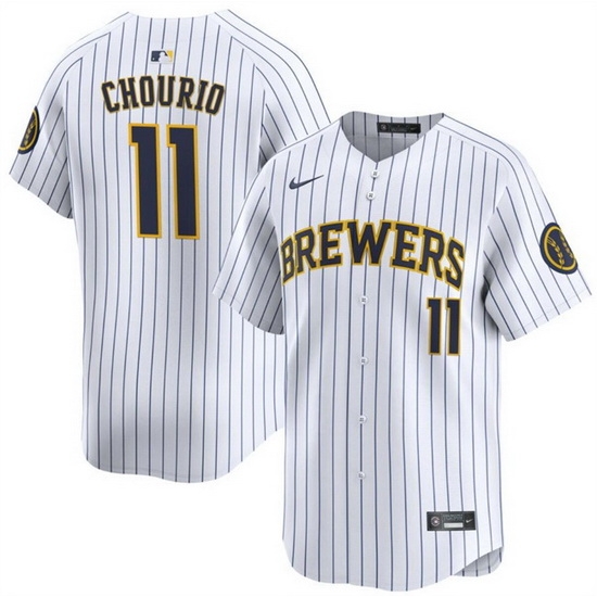 Men Milwaukee Brewers 11 Jackson Chourio White 2024 Alternate Limited Stitched Baseball Jersey Men Milwaukee Brewers 11 Jackson Chourio White 2024 Alternate Limited Stitched Baseball Jersey