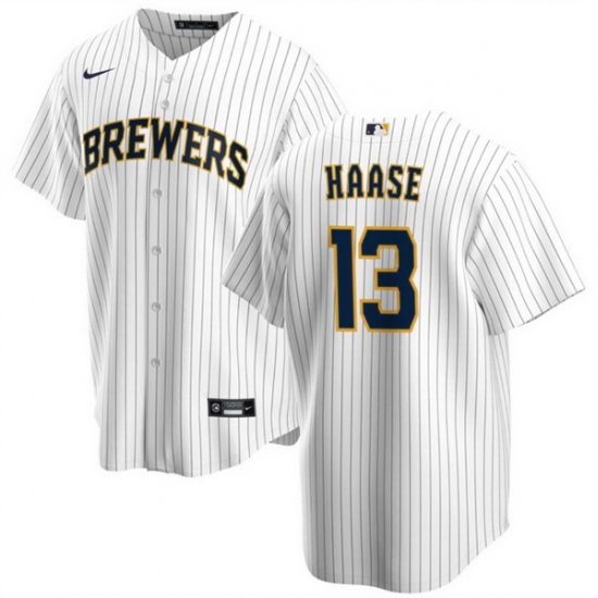 Men Milwaukee Brewers 13 Eric Haase White Cool Base Stitched Jersey Men Milwaukee Brewers 13 Eric Haase White Cool Base Stitched Jersey