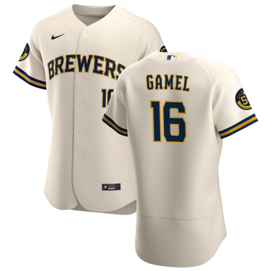 Men Milwaukee Brewers 16 Ben Gamel Men Nike Cream Home 2020 Flex Base Player MLB Jersey Men Milwaukee Brewers 16 Ben Gamel Men Nike Cream Home 2020 Flex Base Player MLB Jersey