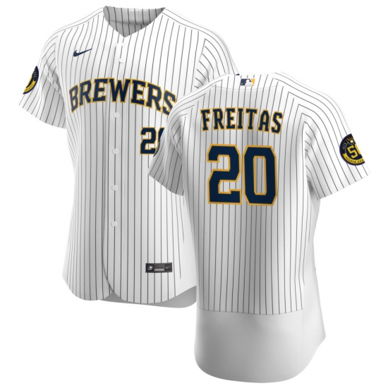 Men Milwaukee Brewers 20 David Freitas Men Nike White Home 2020 Flex Base Player MLB Jersey Men Milwaukee Brewers 20 David Freitas Men Nike White Home 2020 Flex Base Player MLB Jersey