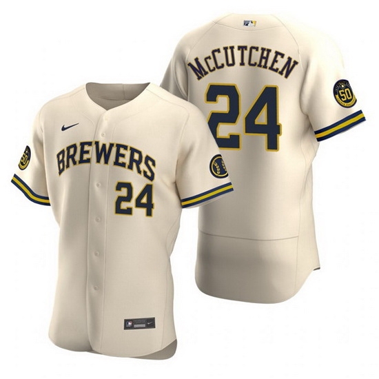 Men Milwaukee Brewers 24 Andrew McCutchen Cream Flex Base Stitched MLB jersey Men Milwaukee Brewers 24 Andrew McCutchen Cream Flex Base Stitched MLB jersey