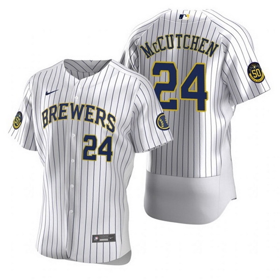 Men Milwaukee Brewers 24 Andrew McCutchen White Flex Base Stitched MLB jersey Men Milwaukee Brewers 24 Andrew McCutchen White Flex Base Stitched MLB jersey