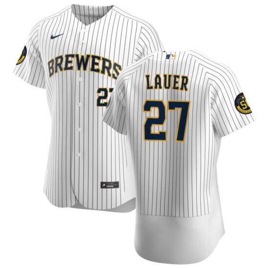 Men Milwaukee Brewers 27 Eric Lauer Men Nike White Home 2020 Flex Base Player MLB Jersey Men Milwaukee Brewers 27 Eric Lauer Men Nike White Home 2020 Flex Base Player MLB Jersey
