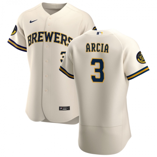 Men Milwaukee Brewers 3 Orlando Arcia Men Nike Cream Home 2020 Flex Base Player MLB Jersey Men Milwaukee Brewers 3 Orlando Arcia Men Nike Cream Home 2020 Flex Base Player MLB Jersey