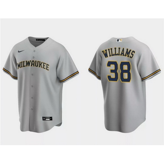 Men Milwaukee Brewers 38 Devin Williams Grey Cool Base Stitched Jersey Men Milwaukee Brewers 38 Devin Williams Grey Cool Base Stitched Jersey