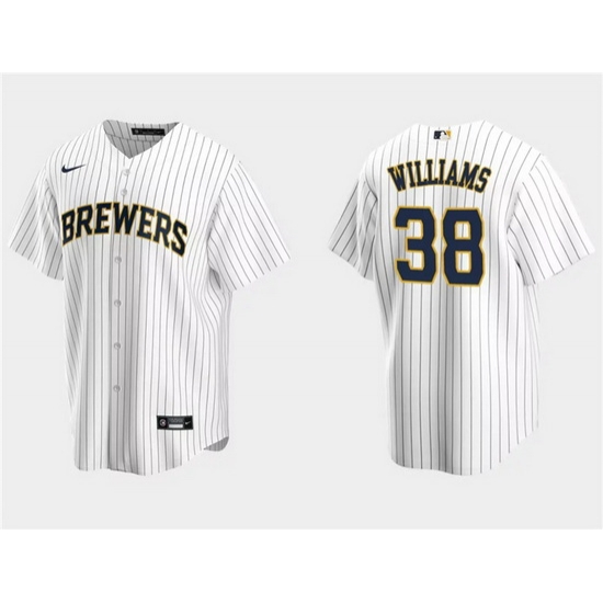 Men Milwaukee Brewers 38 Devin Williams White Cool Base Stitched Jersey Men Milwaukee Brewers 38 Devin Williams White Cool Base Stitched Jersey
